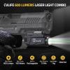 CVLIFE 600 Lumens Pistol Light Laser Combo – Rechargeable Slide Rail Gun Light Compatible with Glock and Picatinny Rail. Pistol Flashlight with Green Laser for Home Defense(Green Laser Light Combo)