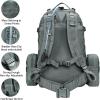 CVLIFE 60L Tactical Backpack for Men Women Military Large Army Rucksack With D-Ring Molle Clips Compass Accessories 3 Day Bug Out Survival Molle Bag Hiking Camping Gym Daypack Backpack, Grey(Grey)
