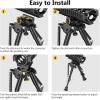 CVLIFE 6-9 Inch Picatinny Bipod with 360 Degrees Swivel Bipod Picatinny Adapter & Spring Return Rifle Bipods for Hunting