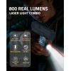 CVLIFE 800 Lumens Pistol Laser Light Combo with Slide Rail, Strobe Mode for Rechargeable Gun Light Compatible with Glock and Picatinny Rail, Pistol Flashlight with Green Laser Beam for Home Defense(Red Laser Light Combo)