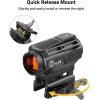 CVLIFE EagleFeather X Solar Multi-Reticle Red Dot Sight,1x20mm 2MOA Dot 40MOA Circle Motion Awake Solar Optics with Quick Detach Mount Flip Up Covers,IPX7 Waterproof Fogproof(Black)