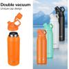 CVLIFE Fast Flow Water Bottle 32 oz Vacuum 24 Hour Cold / 12 Hour Hot Insulated Stainless Steel Slant Spout Cap, Lightweight and Leak Proof for Travel, Sports, Hiking (Orange)(Orange)