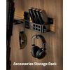 CVLIFE Indoor Gun Racks, Wall Mount 5 Gun Rack with 4 Pistol Holder, Solid Wood & Carbon Steel Wall Gun Racks for Rifle Shotgun Pistol Mag Storage, Vertical Wall Mounted Rifle Rack, Easy Assembly