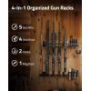 CVLIFE Indoor Gun Racks, Wall Mount 5 Gun Rack with 4 Pistol Holder, Solid Wood & Carbon Steel Wall Gun Racks for Rifle Shotgun Pistol Mag Storage, Vertical Wall Mounted Rifle Rack, Easy Assembly