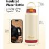 CVLIFE Insulated Stainless Steel Water Bottle with Straw for Sports and Travel, BPA-Free Sports Water Bottle, 32 oz, Summer Blue(Strawberry Cream)