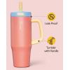 CVLIFE Insulated Tumblers with Handle Leak Proof Tumbler with Lid and Flip Straw 32 oz Insulated Water Bottle Fits in Cup Holder(Carmine)