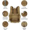 CVLIFE Military Travel Backpack for Men 40L Tactical Work Backpack Molle Rucksack Large Bookbag Army Day Pack with Bottle Holder for Women Outdoor Camping Sport Hiking Trekking Everyday Carry, Tan