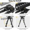 CVLIFE Rifle Bipod 6 to 9 inches Picatinny Bipod with Barrel Clamp Adapter & Picatinny Rail Mount for Hunting and Shooting