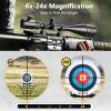 CVLIFE Rifle Scope 6-24×50 AO Red and Green Illuminated Long Range Scope for Hunting with Scope Rings(Blue)