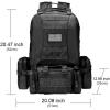 CVLIFE Tactical Backpack Military Army Rucksack 60L Large Assault Pack Detachable Molle Bag(01-black With Patch)