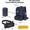CVLIFE Tactical Backpack Military Army Rucksack 60L Large Assault Pack Detachable Molle Bag(Blue)