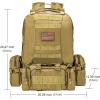 CVLIFE Tactical Backpack Military Army Rucksack 60L Large Assault Pack Detachable Molle Bag(Tan)