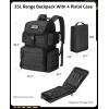 CVLIFE Tactical Range Backpack with Removable Divider, Gun Cases Bag with 4 Pistol Carrying Cases, Rucksack for Shooting (Tan, Medium)(Black)