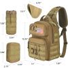 CVLIFE Tactical Sling Bag Backpack for Men Military Shoulder Sling Bag Molle Army Assault Detachable Tactical Bag with Bottle Holder Concealed Carry Daily Day Pack Work Bag for EDC Hiking, Khaki(Khaki)