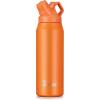 CVLIFE Fast Flow Water Bottle 32 oz Vacuum 24 Hour Cold / 12 Hour Hot Insulated Stainless Steel Slant Spout Cap, Lightweight and Leak Proof for Travel, Sports, Hiking (Orange)(Orange)