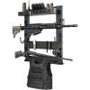 CVLIFE Gun Rack for Wall, Indoor Gun Rack Wall Mount with Shelf & Accessory Panel, Horizontal Heavy-Duty Gun Display Holder for Rifle/Shotgun, Gear Wall Mounted(Compact Gun Rack)