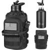 CVLIFE Half Gallon Water Bottle with Straw, 64 oz Insulated Stainless Steel Water Jug, Battle Sports Bottle with Bottle Pouch, Durable Handle, Removable Sleeve for Gym, Hiking, Camping (Black 2 Liter)