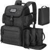 CVLIFE Tactical Range Backpack with Removable Divider, Gun Cases Bag with 4 Pistol Carrying Cases, Rucksack for Shooting (Tan, Medium)(Black)
