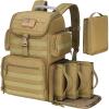 CVLIFE Tactical Range Backpack with Removable Divider, Gun Cases Bag with 4 Pistol Carrying Cases, Rucksack for Shooting (Tan, Medium)(Tan)