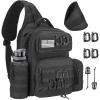 CVLIFE Tactical Sling Bag Backpack for Men Military Shoulder Sling Bag Molle Army Assault Detachable Tactical Bag with Bottle Holder Concealed Carry Daily Day Pack Work Bag for EDC Hiking, Khaki(Black)