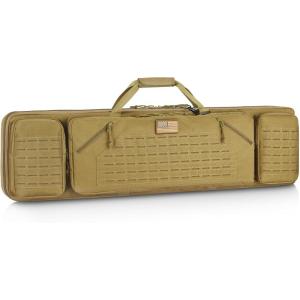 42″ Soft Rifle Case Rifle Bag Double Long Gun Bag, Gun Case Rifle Backpack, with Backpack Strap, Lockable Zipper, Crossbody Strap for Outdoor Hunting Shooting, Flat Dark Earth