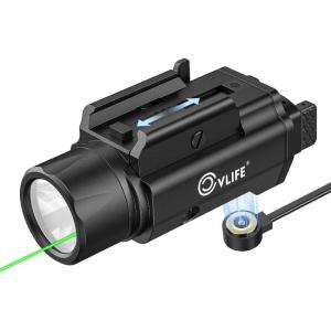 CVLIFE 1500 Lumens Laser Light Combo for Pistol, Strobe & Memory Function for Green Laser Light Combo and Picatinny Flashlight with Adjustable Rail Magnetic Rechargeable Pistol Flashlight(Green Laser Light Combo)