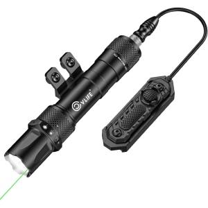 CVLIFE 1900 Lumens Laser Light Combo for Rifle Compatible with M-Rail, Rechargeable Rifle Light with Remote Pressure Switch, Rifle Flashlight with Strobe Mode for Home Defence, Hunting