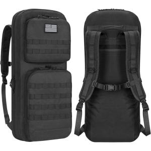 CVLIFE 30″ 34″ Soft Rifle Case Gun Backpack, Double Rifle Backpack Gun Bag Gun Case Covert Bug Out Bag, with Lockable Zipper for Hunting Shooting(Black)