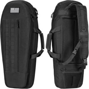 CVLIFE 30” Soft Rifle Case, Rifle Bag Sling Backpack Bag with Padded Shoulder Strap and Lockable Zippers, Molle System for Hunting and Shooting(Black)