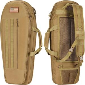 CVLIFE 30” Soft Rifle Case, Rifle Bag Sling Backpack Bag with Padded Shoulder Strap and Lockable Zippers, Molle System for Hunting and Shooting(Flat Dark Earth)