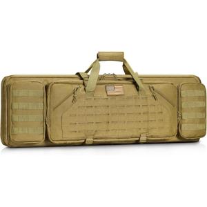 CVLIFE 36″ 42″ 46″ Soft Rifle Case Double Long Gun Bag,with Lockable Zipper and Backpack Strap,Rifle Backpack Rifle Bag Gun Case for Outdoor Hunting Shooting Range(Flat Dark Earth)