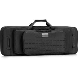 CVLIFE 36″ 42″ 46” Soft Rifle Case Triple Layered Double Rifle Bag, Oversized Long Gun Bag with Lockable Zipper and Backpack Strap, Rifle Backpack Gun Case for Outdoor Hunting Shooting Range(Black)