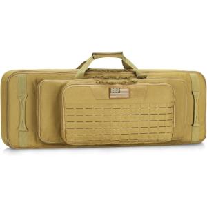 CVLIFE 36″ 42″ 46” Soft Rifle Case Triple Layered Double Rifle Bag, Oversized Long Gun Bag with Lockable Zipper and Backpack Strap, Rifle Backpack Gun Case for Outdoor Hunting Shooting Range(Flat Dark Earth)