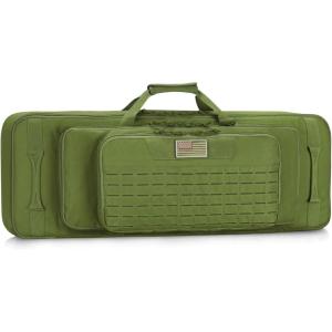 CVLIFE 36″ 42″ 46” Soft Rifle Case Triple Layered Double Rifle Bag, Oversized Long Gun Bag with Lockable Zipper and Backpack Strap, Rifle Backpack Gun Case for Outdoor Hunting Shooting Range(Green)