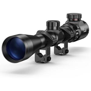 CVLIFE 3-9×40 Rifle Scope, Red & Green Illuminated Optical Riflescope, 1 inch Tube Scope for Hunting with Mounts(11mm)