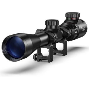 CVLIFE 3-9×40 Rifle Scope, Red & Green Illuminated Optical Riflescope, 1 inch Tube Scope for Hunting with Mounts(20mm)