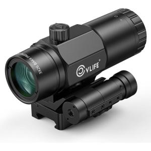 CVLIFE 3X Red Dot Magnifier with Flip to Side Mount, Focus Adjustment, Windage& Elevation Adjustable, for Picatinny Rail, 2.2 inches of Eye Relief, 36/38/40MM Height