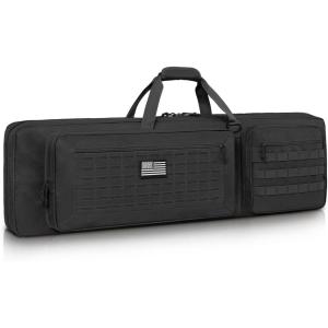 CVLIFE 42″ Soft Rifle Case Rifle Bag Double Long Gun Bag Gun Case Rifle Backpack, with Backpack Straps and Lockable Zipper for Gun Storage and Transportation and Outdoor Hunting Shooting(Black)