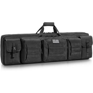 CVLIFE 42″ Soft Rifle Case Rifle Bag Double Long Gun Bag, Gun Case Rifle Backpack, with Lockable Zipper and Backpack Strap for Outdoor Hunting Shooting(Black)