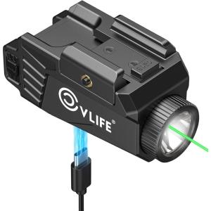 CVLIFE 600 Lumens Pistol Light Laser Combo – Rechargeable Slide Rail Gun Light Compatible with Glock and Picatinny Rail. Pistol Flashlight with Green Laser for Home Defense(Green Laser Light Combo)