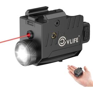 CVLIFE 800 Lumens Pistol Laser Light Combo with Slide Rail, Strobe Mode for Rechargeable Gun Light Compatible with Glock and Picatinny Rail, Pistol Flashlight with Green Laser Beam for Home Defense(Red Laser Light Combo)