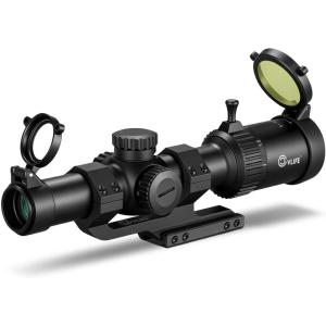 CVLIFE EagleFeather LPVO Rifle Scope with 30mm Cantilever Mount, 5 Levels Red & Green Illumination Reticle, Second Focal Plane Scopes with Zero Reset(1-4×24)