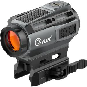 CVLIFE EagleFeather X Solar Multi-Reticle Red Dot Sight,1x20mm 2MOA Dot 40MOA Circle Motion Awake Solar Optics with Quick Detach Mount Flip Up Covers,IPX7 Waterproof Fogproof(Gray)