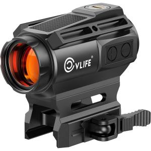 CVLIFE EagleFeather X Solar Multi-Reticle Red Dot Sight,1x20mm 2MOA Dot 40MOA Circle Motion Awake Solar Optics with Quick Detach Mount Flip Up Covers,IPX7 Waterproof Fogproof(Black)