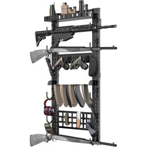 CVLIFE Gun Rack for Wall, Indoor Gun Rack Wall Mount with Shelf & Accessory Panel, Horizontal Heavy-Duty Gun Display Holder for Rifle/Shotgun, Gear Wall Mounted(Multi-Layer Gun Rack)