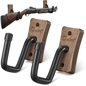 CVLIFE Gun Rack for Wall, Wooden Gun Hook Wall Mount, Horizontal Shotgun & Rifle Hanger Holder for Wall Display, Indoor Gun Rack for Sword Bow Hunting Firearm Storage