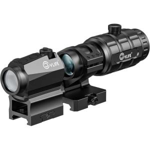 CVLIFE JackalHowl Red/Green Dot Sight & 3X Magnifier Combo Set, 2 MOA Motion Awake Red Dot Optics and Flip-to-Side Magnifier Kit, Absolute Co-Witness Mount(Green Dot)