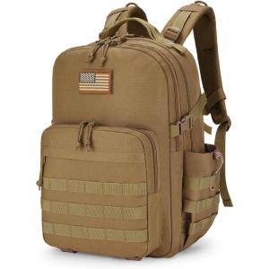 CVLIFE Military Travel Backpack for Men 40L Tactical Work Backpack Molle Rucksack Large Bookbag Army Day Pack with Bottle Holder for Women Outdoor Camping Sport Hiking Trekking Everyday Carry, Tan