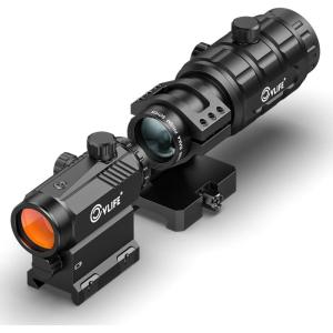 CVLIFE Motion Awake Red Dot and Magnifier Combo, Auto Brightness Adjustment, 3 MOA Red Dot with 3X Magnifier, Absolute Co-Witness Optic, Open Reflex Optic Sight with Flip-to-Side Mount.