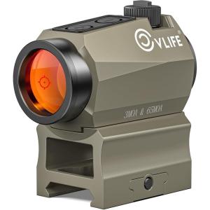 CVLIFE Multiple Reticle Red Dot Sight, Motion Awake Red Dot & Circle, 1x20mm Optics Scope with Absolute Co-Witness Riser and Low Mount for 21mm Picatinny, IPX7 Waterproof & Fogproof, 50,000H Runtime(Sand)